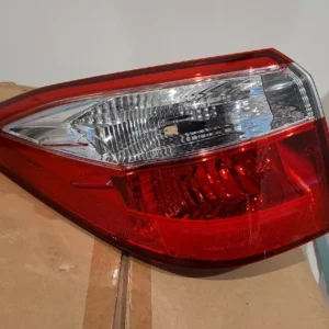 A close up of the back light on a car