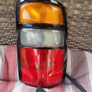 A close up of the back light on a car