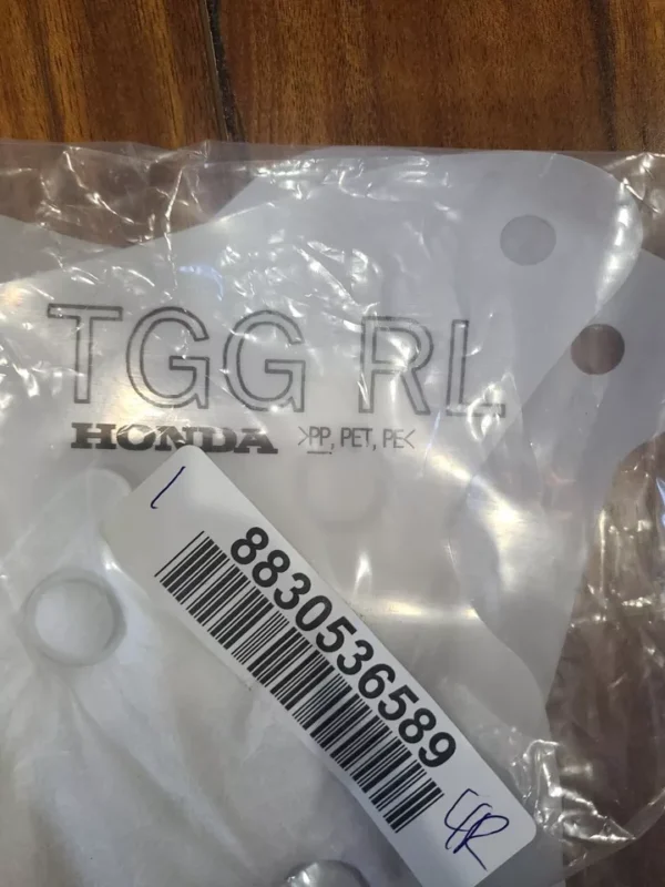 A plastic bag with the number tgg rl on it.